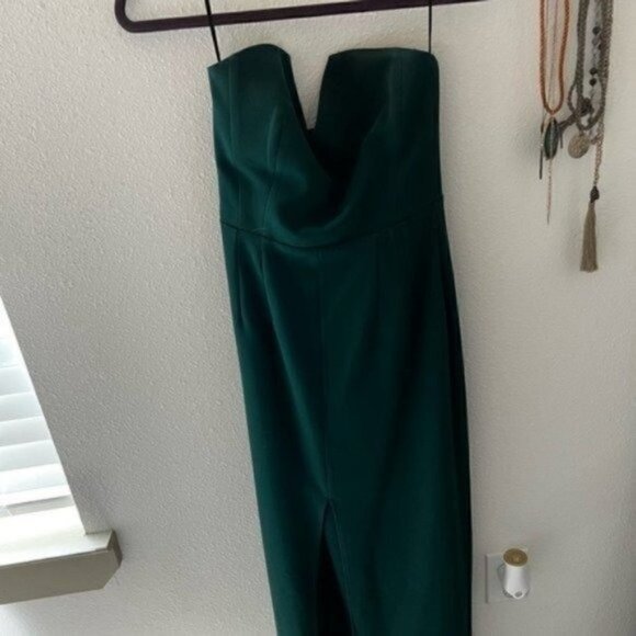 Assali green floor length dress strapless - wedding guest dresses for women Teen - Picture 5 of 5